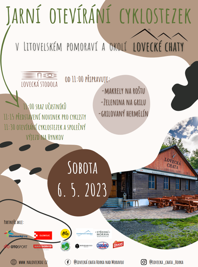 Jarní otevírání cyklostezek v Litovelském Pomoraví a v okolí Lovecké chaty 6.5.2023 od 11:00